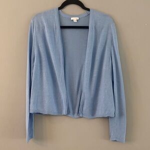 J. Jill Light Blue Open Linen Blend Cardigan